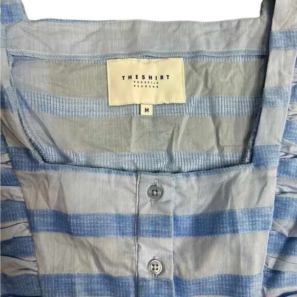 The Shirt Rochelle Behrens 100% Cotton Striped Mini Dress Size Medium - Picture 8 of 9